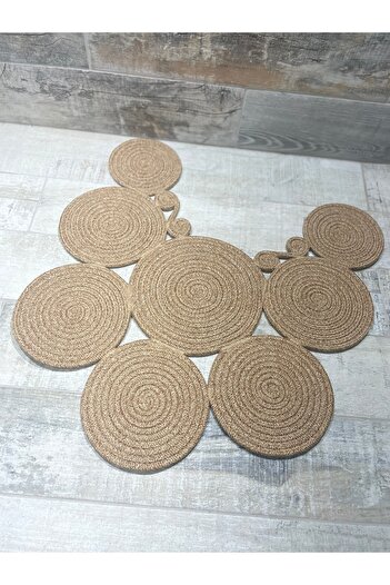 ERSU AHAT HOME DESİGN EA Toilet Seat Double Sided Washable Stain Resistant Jute Straw Look Mat Bathroom Mat