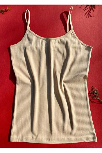 VicTroy Cotton 3-Piece Rope Strap Tan, Black and White Report Ribbed Women's Tank Top
