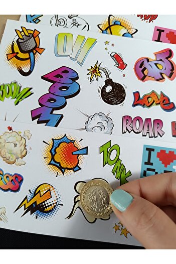 Pink Swan Craft Pop Art Shapes and Writings Sticker Set, Laptop Ipad Notebook Scrapbook Planner Sticker Set