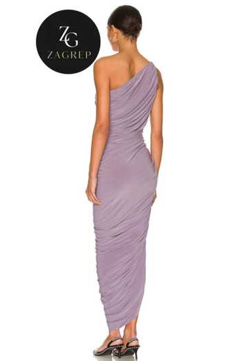 Zagrep Women's Lilac Draped Gathered Shouldered Lined Midi Dress
