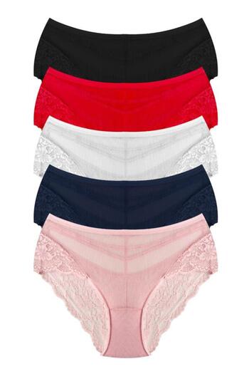Cottonhill Slip de bikini pentru femei de mărime mare, cu dantelă și piatră, din tul transparent, pachet de 5