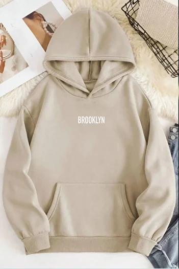 Medinenur Φούτερ με στάμπα Brooklyn με κουκούλα