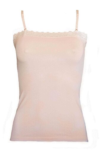 Malabadi Women's Nude Modal Thin Strap Lace Tank Top