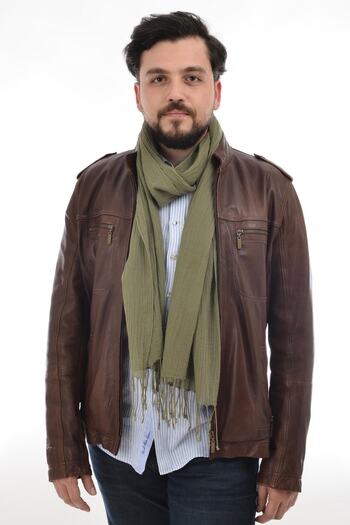 Dosimira Men's Cotton Khaki Green Scarf