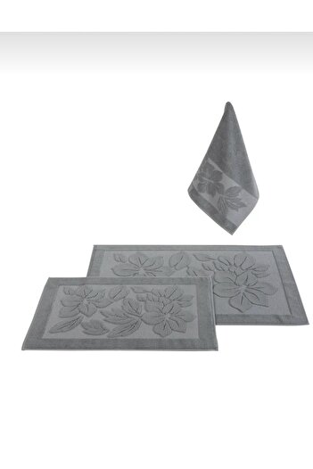 Nurpak Derya Anthracite 3-Piece Doormat Set 50X90-50X70-60X95