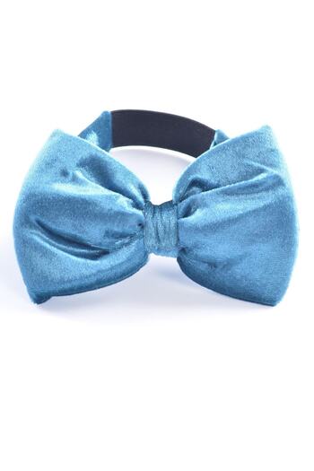 hahai accessories Banda de păr elastică cu fundă din catifea de culoare albastră Hahai