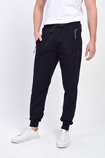 DYNAMO Ανδρικό φούτερ Navy Blue Plus Size με ελαστική μέση και πόδια