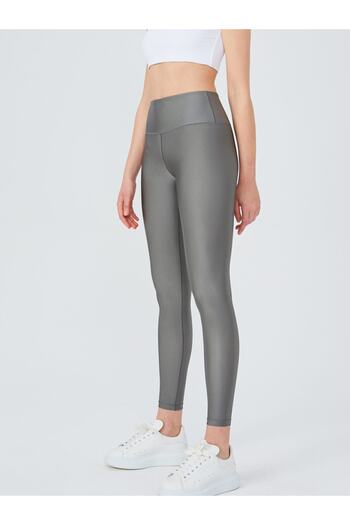 UP&FIT High Waist Shiny Leggings Silver