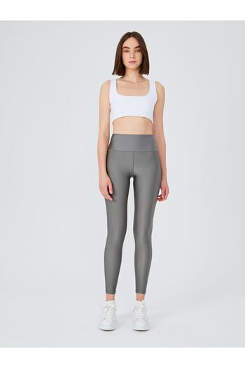 UP&FIT High Waist Shiny Leggings Silver