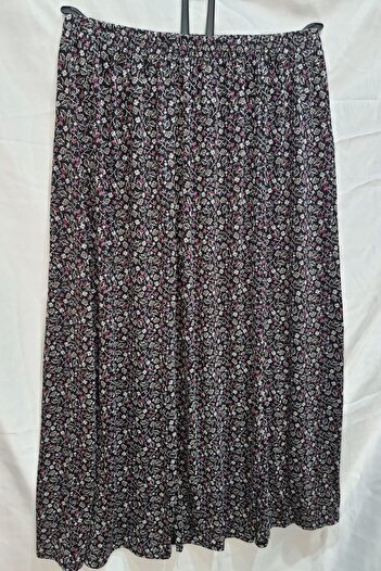 mahmutpasa Women's Brown Viscose Fabric Standard Size Winter Skirt with Elastic Waist