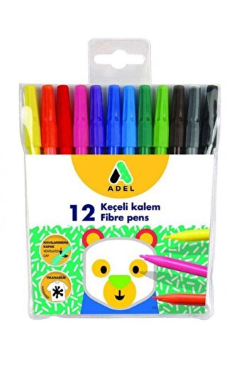 Adel 12 Pieces Felt Tip Pen 12 Colors