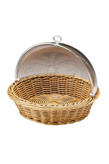 Zicco Wicker Polycarbonate Rolltop Fan with Lid Bread Fruit Storage Basket