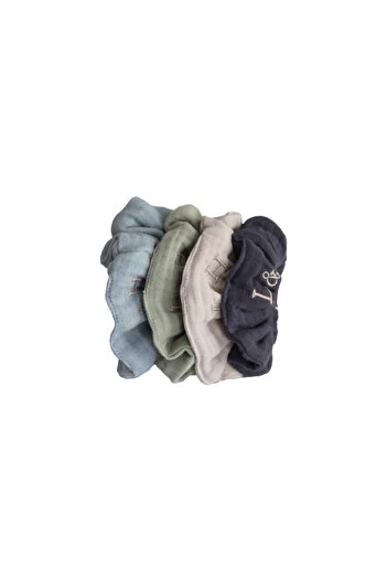Lucy and Home 2 Pack 100% Cotton Muslin Hair Rubber - Anthracite & Blue