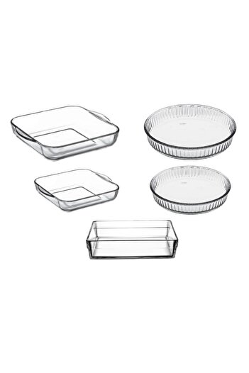 Emr züccaciye Paşabahçe Borcam Oven Tray - 5-Piece Borcam Kitchen Dowry Set