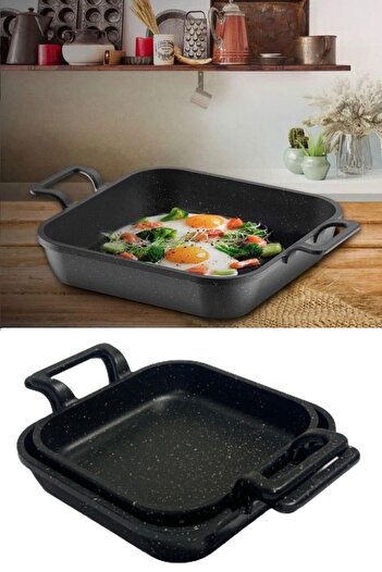 Eda Cast Granite Coated Square Bowl Set of 2 (20-22) Cm