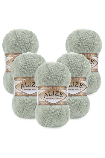 Alize Angora Gold 5-Piece 515 Mildew Green Hand Knitting Yarn