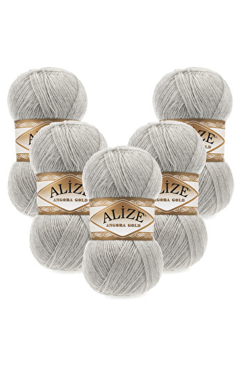 Alize Angora Gold 5-Piece 652 Bohemian Gray Hand Knitting Yarn