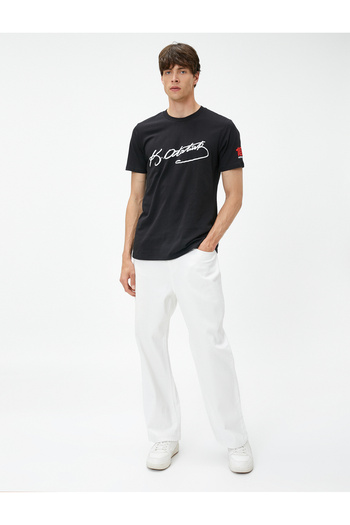 Koton Βαμβακερό μπλουζάκι με στάμπα Ataturk Crew Neck Slim Fit