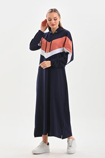 WestBound SOMON V Pattern Color Blocked Hijab Casual Long Sports Dress