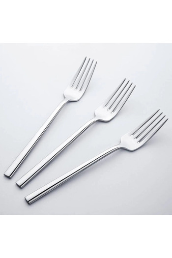 Gülçelik 12Pcs Dessert Fork Breakfast Fork Flat Bar Model (Stainless Steel)