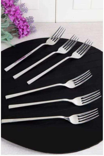 Gülçelik 12Pcs Dessert Fork Breakfast Fork Flat Bar Model (Stainless Steel)