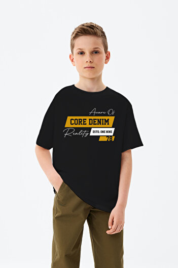 ADABEBEK Tricou pentru băieți cu imprimeu Core Denim