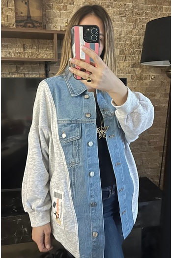 Cardella Large Fit Oversize Buttoned Double Pocket Design Denim Jeans Jacket