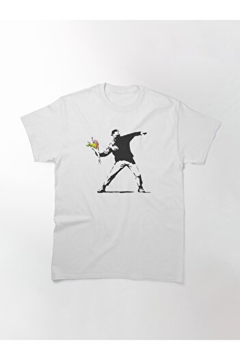 ZOKAWEAR Μπλουζάκι με στάμπα με σχέδιο γκράφιτι Banksy Love Is In The Air (FLOWER THROWER)