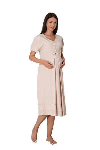 by İGP Effortt Mink Cotton Maternity Short Sleeve Nightgown