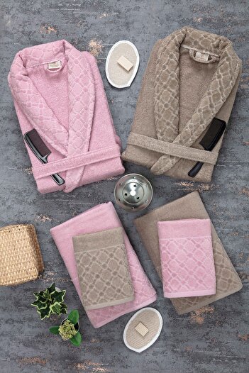 Güvenal Σετ μπουρνούζι Hayal 12 Piece Boxed Jacquard| Μπουρνούζι| Σετ πετσετών και πετσετών| Σετ Προίκα Μπάνιου