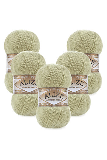 Alize Angora Gold 5-Piece 267 Green Hand Knitting Yarn