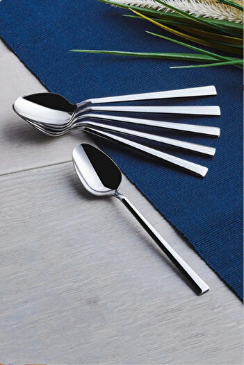 Gülçelik 12Pcs Dining Spoon Flat Bar Model (Stainless Steel)