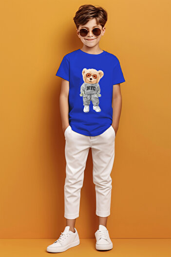ADABEBEK Футболка для хлопчиків з принтом ведмедика з окулярами NYC Clothes