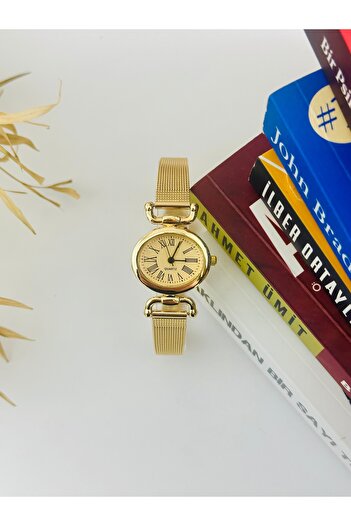 İnogge Gold Hasır Kordonlu Vintage Kadın Kol Saati