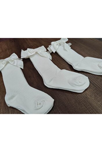 erceys Girl's 3 Pairs of Accessory Bow Cotton Knee-Cuff Socks