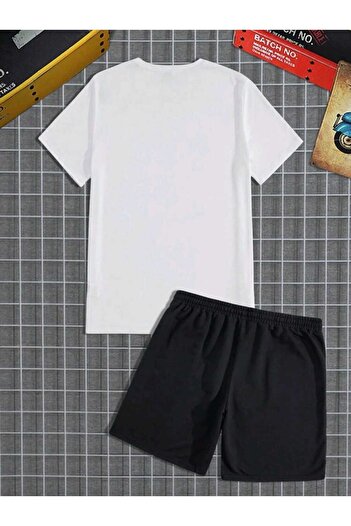 WOODROFFE Men's Printed Street Style Shorts T-shirt Suit Oversize Casual