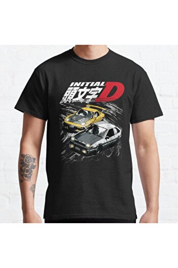 ZOKAWEAR Tricou cu imprimeu cu design Loose Fit Mountain Drift Racing Initial D Tandems Ae86