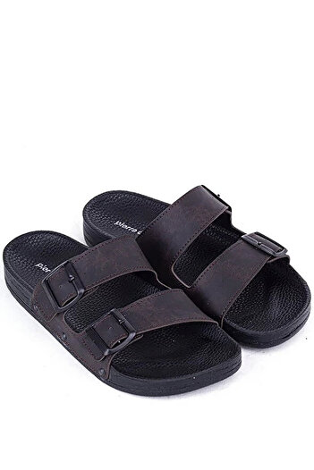 Pierre Cardin PC-7241 Brown Nubuck Double Striped Men's Slippers