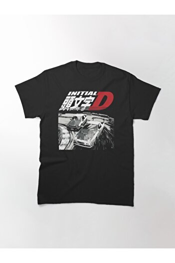 ZOKAWEAR Tricou cu imprimeu cu design loose fit D inițial - Drift Racing Tandems Toyota Corolla Ae86