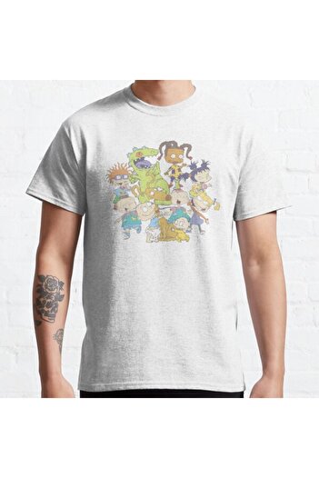 ZOKAWEAR Loose Fit Unisex Rugrats Group Shot With Reptar Portrait Design Printed Tshirt