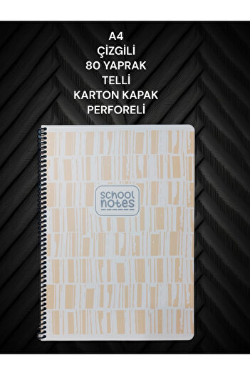 SEYFİKİRTASİYE STRIPED A4 80 LEAVES WIRE NOTEBOOK CARDON COVER WITH PERFORATION