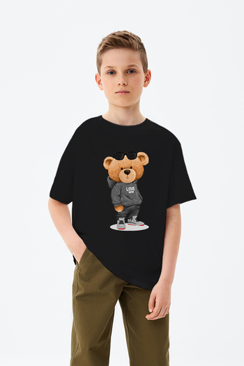 ADABEBEK Love Written Casual Teddy Bear Printed Boy's T-Shirt