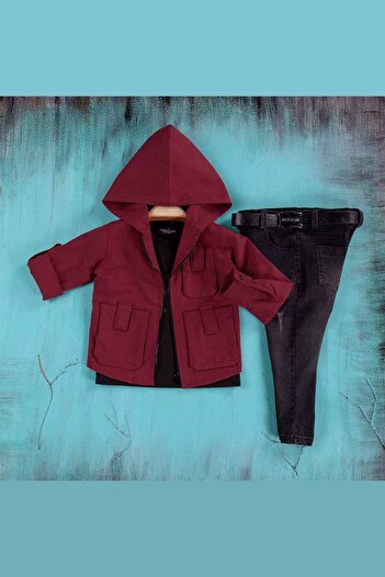 Gold Class Kidswear Hooded Three-Pocket Zippered 4-Piece Boy's Shirt Set