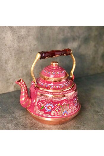 Copper Studio 999 1,6 Litre Tekli Kalaylı Dövme Bakır Demlik, El İşlemeli Nostaljik Çaydanlık, Su Isıtıcısı