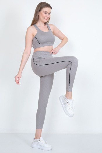 TİGERS Women's High Waist Gathering Patterned SUBMERSIBLE TIGHTS AND CROP 2-PIECE SET