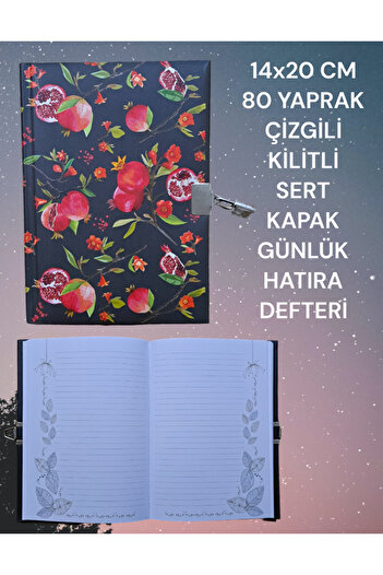 SEYFİKİRTASİYE دفتر ملاحظات يومي مخطط ومقفل 80 صفحة مقاس 14 × 20 سم مع صفحة بيضاء