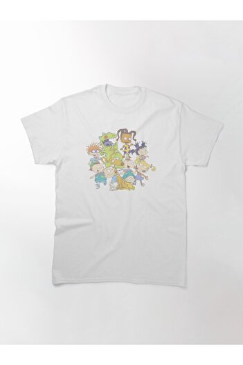 ZOKAWEAR Loose Fit Unisex Rugrats Group Shot With Reptar Portrait Design Printed Tshirt