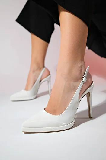 LuviShoes SANTA Ecru Women's Pointed Toe Platform Heeled Shoes