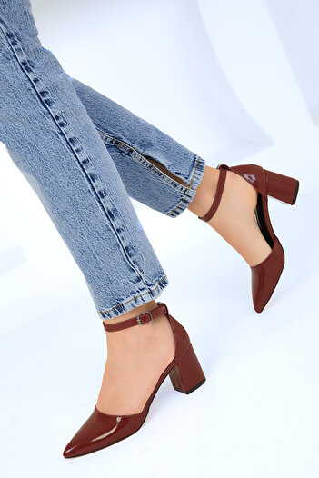 SOHO Claret Red Patent Leather Women's Classic Heeled Shoes 16823