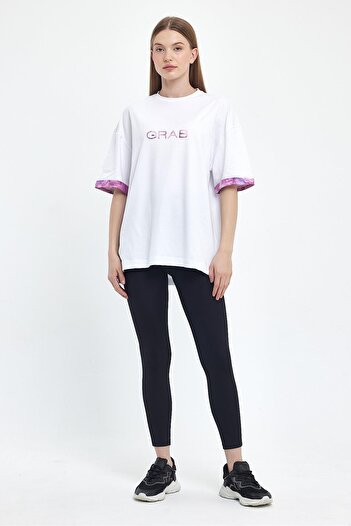 GRAB Women's Grab Printed White Oversize T-shirts